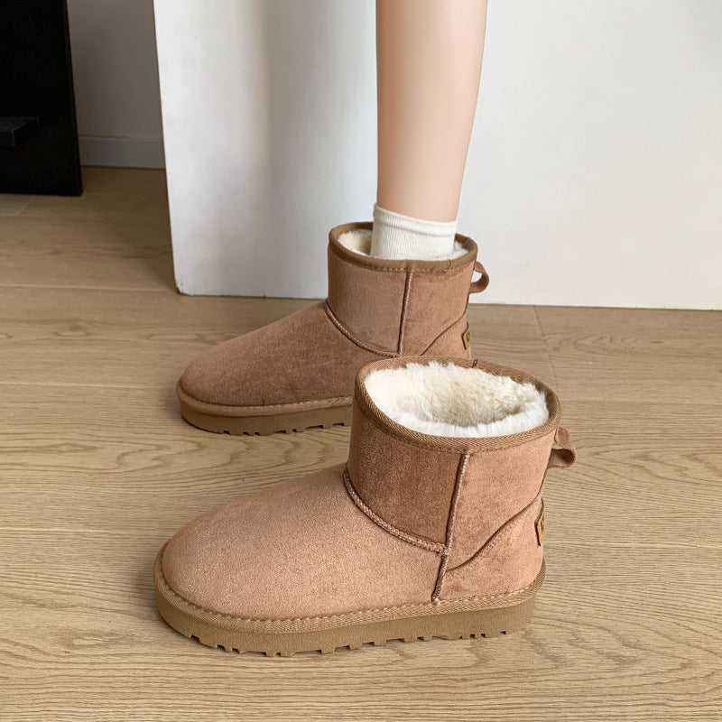 Faux Fur Round Toe Platform Boots